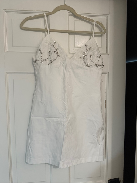 Zara Dresses & Skirts - Zara White Embellished Mini Slip Dress